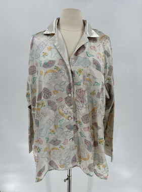 Vintage Intimate Secrets Sleep Shirt Womens 2X Satin Buttons Jewelry Fashion